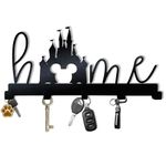 Pentacle Toys Disney Home 5 Hook Key Holder - Disney Castle Key Hook Rack - Magical Key to The Kingdom Wall Hanger - Mickey Key Hangers - Kids Room Entrance Décor - Disney Door Gifts