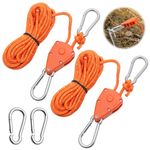 2 Pcs 4M Ratchet Ropes, Grow Lights Ratchet Hangers with 2 Replacement Snap Hooks Metal, Adjustable Heavy Duty Rope Hanger for Grow Room Equipment and Outdoor Camping