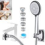 MOSELNY Sink Faucet Bathtub Bathroom Sprayer Attachment,6 Spray Shower Head with 5pcs Adapter,59” Extension Hose for Shower,Pet Washing,Bathtub,Kitchen Faucet, Garden Rinse,Utility Laundry Tub