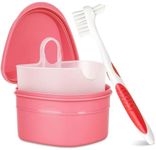 Y-Kelin Denture Cleanning Set Denture Cleaning Case with Denture Brush, Pink