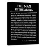 Motivational Poster The Man In The Arena Inspirational Canvas Wall Art Theodore Roosevelt Quotes Canvas Prints Artwork for Living Room Home Decor Painting Stretched and Framed [18''Wx 24''H]