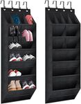 TIOYOTY Over The Door Shoe Organizer, 2 Pack Hanging Shoe Organizer with Large Deep Pockets, Door Shoe Rack for Closet and Dorm Narrow Door, Shoe Holder Shoe Rack Over The Door, Black