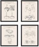 Poster Master 4-Piece Gaming Blueprint Poster - Video Game Patent Print - Joystick Art - Controller Art - Technical Drawing Art - Gameboy Art - Office or Kid's Room Decor - 8x10 UNFRAMED Wall Art