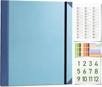 Important Document Organizer,Folders for Documents,Bound Expanding File for Important Papers/Passports/Birth Certificates, Document Holder for Home Records, Legal and Medical Papers (Blue)