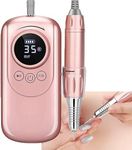 Electric Nail Drill, Clefairy Professional Electric Nail Files 35000RPM Portable Rechargeable Powerful Nail Machine Manicure Drill Set with 6 Sanding Bits for Salon & Home