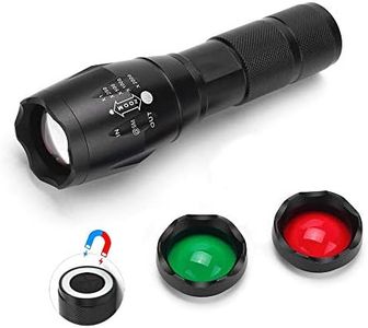 WESLITE Multicoloured Torch with Red Green Filter, 1000 Lumens Red Green White Tactical Torch LED Super Bright Magnet Flashlight with 3 Colors Exchange Glass Lens 5 Modes Zoomable Signal Torches