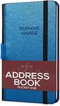 Skyline Address Book – Mini Telephone Contact Book with Password Log for Purse – Small Phone Number Book for Women & Men – Pocket Size, 3.5x6.2″, Hardcover (Mystic Blue)