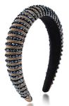 scicent Hair Bands Womens Sparkly Beaded Headband Jeweled Embellished Crystal Hairband Birthday Party Wedding Bridal Special Occasion Hair Accessories for Girls (Blue Coffee) - 16421