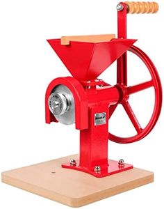 Mosakar Hand Crank Grain Mill - Red, Manual Food Grinder for Dry and Oily Grain, Kitchen Flour Mill, Hand Operate Wheat Corn Spice Masa Peanut Butter Grinder Maker, Stainless Steel Grinding Burrs