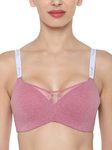 Triumph International Women's Padded | Non Wired | 110I538 Comfort 34D Red Cotton Full Coverage Bra | Pack of 1