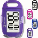 OZO Fitness CS1 Easy Pedometer for Walking - Step Counter with Large Display, Clip on and Lanyard (Purple)
