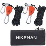 HIKEMAN Tent Guy Ropes with pulley - 4mm Reflective Cord Tent Guide Rope with Aluminum Adjuster for Outdoor Camping Hiking Awning Tents (Black)