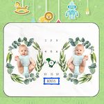 Jonnick Twins Baby Monthly Milestone Baby Blanket for Boy Girl, Flannel Fleece Plush Newborn Infant Photo Blanket | for Pictures Photography for Newborn Boys & Girls New Mom Gifts Twins(Male Twins)