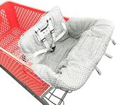 Portable 2-in-1 Grocery Cart Seat Cover and Baby Highchair Cover (Gray Chevron)