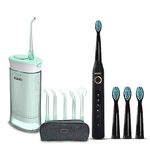 AGARO Cosmic Sonic Toothbrush Black & Ultra Travel Portable Oral Irigator 180 ML Black, Combo