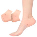 ARIME ADDA Silicone Gel Heel Pad Socks for Pain Relief | Heel Swelling Pain Relief | Anti Crack Moisturizing Socks for Dry Hard Cracked Ankles | Man and Women Gel Heel Protectors Free Size (True Beige)