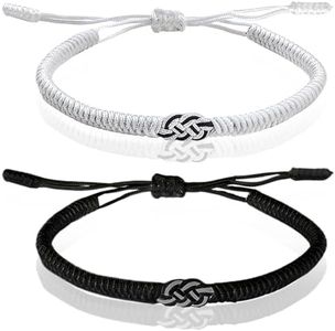 JINSIHU 1 Paire Bracelet Couple, Bracelet Couple Tissage Réglables Couple Amoureux pour 2 Bracelet Kabbale Cadeau Saint Valentin pour Couple Petit Ami Petite Amie Meilleur Ami Anniversaire Cadeau