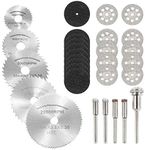 30pcs Cutting Wheel Set for Rotary Tool ,10 Pcs Diamond Cutting Wheels, 10pcs Resin Cutting Off Wheels, 5 Pieces High Speed Steel Saw Blades with 5 Handles for Wood Metal DIY Craft