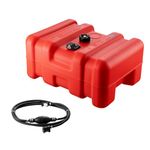 VEVOR Marine Fuel Tank, Portable Fuel Gas Tank for Outboard Engine Boats, Plastic Outboard Marine Boat Fuel Tank with Hose, Easy to Carry for Yacht, Fishing Boat, Deck Boat, Red