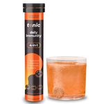Tonic Health Daily Immunity Tablets - 4-in-1 Effervescent Multivitamins, Minerals & Phytonutrients - Vitamin D, Vitamin C and Zinc - Vegan,No Sugar- Max Strength, Orange, Mango, Passionfruit, 20 Count