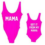 Elightvap Family Matching Mother Child Letter Print Swimsuit Monokini Women Toldder Girl One Piece Bathing Suit Swimwear, Rose Red, 4-5 Years