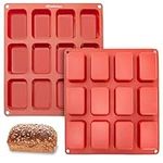 Freshware Silicone Mini Loaf Pan - [2PK] 12 Cavity Mini Bread Pan Brownie Pan, Nonstick Silicone Molds for Brownie, Cornbread, Cheesecake or Cupcake