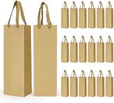 CZWESTC 20 Pack Kraft Paper Wine Bags with Handles Brown Wine Bottle Bags BulkWine Gift Bags Shopping Bags Party Bags Retails Bags Whiskey Champagne Bottles Bags-3.5×4.3×13.8 in