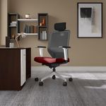GODREJ INTERIO Greta 2.0 Mesh Wide Back Ergonomic Office Chair/Study Chair/Revolving Chair, 1 Year Warranty, Active Bio Synchro Tilt, Heavy Duty Nylon Base (High Back, Milan Red with White Body)