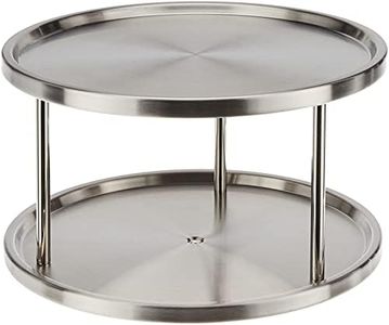 Estilo Stainless Steel 2-Tier Lazy Susan Organizer | 360-Degree Lazy Susan Turntable Organizer | Rotating/Spinning Organizer Storage | Food, Kitchen, Pantry, Spice, Medicine, Bathroom Cabinet Rack