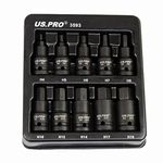 US PRO Tools 10pc Impact Hex Bit Socket Set 1/2'' Drive 4mm to 19mm 3593