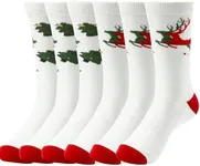 WANDER Men's Athletic Christmas Crew Socks - 6 Pairs Moisture-Wicking Cushioned, Ideal for Running Sports and Work Size 9-12