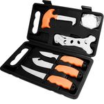 NEW VIEW Deer Processing Hunting Knife Set, 8 PCS Game Field Dressing Kit Gift for Men, Includes Skinning Boning Knives, Gut Hook, Bone Saw, Rib Spreader, Sharpener, Gloves, Case