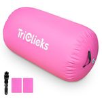 KIASTER Air Roller Inflatable Tumbling Gymnastics Mat Air Roll Barrel Tumble Track Back handspring Mat for Gymnastics Yoga Training Cheerleading Home Use (Pink, 100 x 60cm)