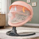 Baybee Automatic Electric Baby Swing Cradle for Newborn with Adjustable Speed, Soothing Music, Rocker Function, Mosquito Net, Safety Belt & Removable Toys (Pink)