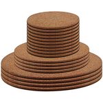 MUKLEI 18 PCS Cork Plant Pot Coasters, Round Cork Plant Mats, Absorbent Cork Mat for Plants, Table Plant Cork Board Pads for Indoor Plant, Drink, DIY Craft Project, 10cm, 15cm, 20cm