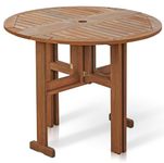 Furinno Tioman Outdoor Hardwood Folding Gateleg Round Table, FG17035,89.99 (W) x 70.99 (H) x 89.99 (D) cm