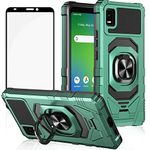 Ailiber Mobile Phone Cases for Cricket Vision Plus, Cricket Vision+ Case with Screen Protector, Ring Kickstand for Magnetic Car Mount, Heavy Duty Shockproof Protective Cover-Green