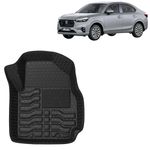 Kingsway Accessories Premium 4.5D Car Floor Mats Only Compatible with Honda Amaze (Automatic Transmission) Year 2025 Onwards, 3 Pcs, 100% Waterproof Tray Shape PVC Foot Mats | Black | 1 Year Warranty