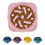 Fun Feeder Slow Bowl, Dog Slow Feeders Bowls Anti-Obesity&Choking&Overeating, Dog Puzzle Healthy Anti-Slip Lick Treat Bowls Dishes Maze Interactive Puzzle(Pink)