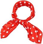 SATINIOR 1950s Chiffon Scarf Chiffon Scarf Square Handkerchief Neck Scarf Satin Ribbon Scarf Hair Tie for Women, Red With White Spots