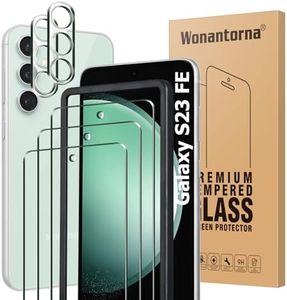 Wonantorna Tempered Glass Compatible with Samsung Galaxy S23 FE 5G Screen Protector, 3 pack Glass Screen Protector and 2 pack Camera Lens Protector, Easy to Install, Bubble-Free, Anti Scratch