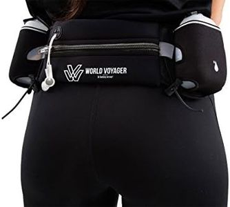 Premium Quality No Bounce Runners Hydration Belt with Reflectors, Smartphone Pocket & BPA Free Water Bottles- Black Zipper