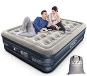 iDOO King Inflatable Mattress, Air Bed with Built-in Electric Pump, Double Queen Size Blow Up Mattress, 3 Mins Self-Inflation/Deflation Airbed, Guest Air Mattress for Home Camping Travel 203x152x46cm