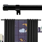 Extra Long Curtain Rods for Windows 28 to 144 inch, 1" Heavy Duty Drapery Rods with Adjustable Brackets, Bedroom Easy Instal Simple Blackout Outdoor Black Curtain Rods for Patio