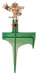 Rain Bird 25PJLSP Hose-End Brass Impact Sprinkler on Large Spike, Adjustable 20° - 360° Pattern, 20' - 41' Spray Distance, Green