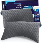 leep Set of 2 Queen Size Bed Pillows for Side and Back Sleepers - Adjustable Filling - Memory Foam Pillows for Neck and Shoulder Pain - Customizable Loft - Extra Foam Included (Grey)