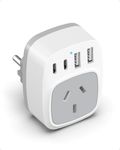 Yundian AU to EU Travel Adapter with 2 USB C Ports and 2 USB A, Autralia to European Travel Plug,Type E/F Travel Power Plug for Germany,Bali,Spain,France, Polan, Belgium-White