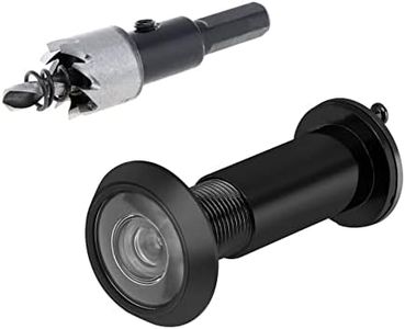 HOJLKLD Door Viewer Peephole, 220-degree Peephole for Front Door with 16 mm/0.63 inch Drill Bit for 1-1/2" to 2-3/8" Doors (Black)