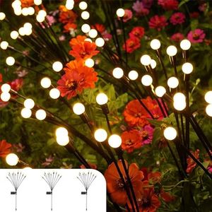 STEUGO 3PCS Solar Firefly Outdoor Waterproof, 10 Head Solar Spark Swing Garden Light, Solar Outdoor Light, Solar Garden Decoration Light, Garden Terrace Channel Decoration, Warm Light