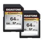 Gigastone SD Card 64GB 2-Pack V30 SDXC Memory Card High Speed 4K Ultra HD UHD Video Compatible with Canon Nikon Sony Pentax Kodak Olympus Panasonic Digital Camera